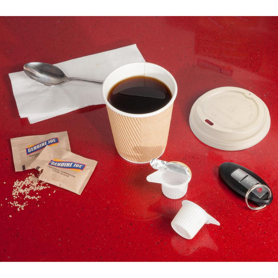 Genuine Joe Vented Hot Cup Lid - Polystyrene - 50 / Pack - White. Picture 3