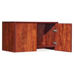 Lorell Essentials Hutch - 29.5" x 14.8"16.8" Hutch, 1" Side Panel, 0.6" Back Panel, 0.7" Panel, 1" Bottom Panel - Band Edge - Finish: Cherry. Picture 5