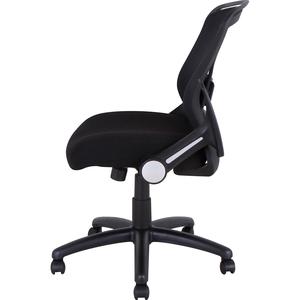 Lorell Flipper Arm Mid-back Chair - Fabric Seat - 5-star Base - Black - 1 Each. Picture 8