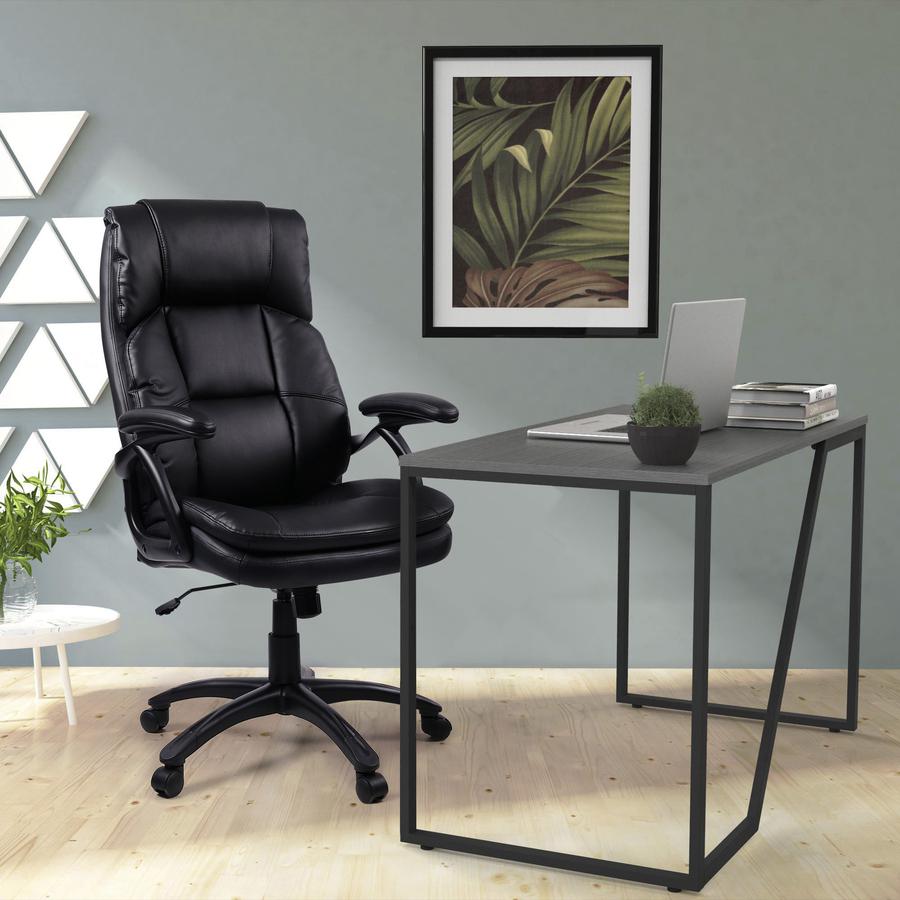Lorell High-back Cushioned Office Chair - Bonded Leather Seat - Bonded Leather Back - High Back - 5-star Base - Black - 1 Each. Picture 2