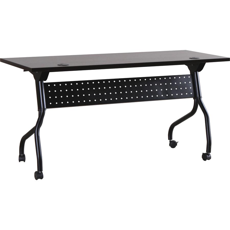 Lorell Flip Top Training Table - Rectangle Top - Four Leg Base - 4 Legs x 48" Table Top Width x 23.50" Table Top Depth - 29.50" Height x 47.25" Width x 23.63" Depth - Assembly Required - Black, Espres. Picture 2