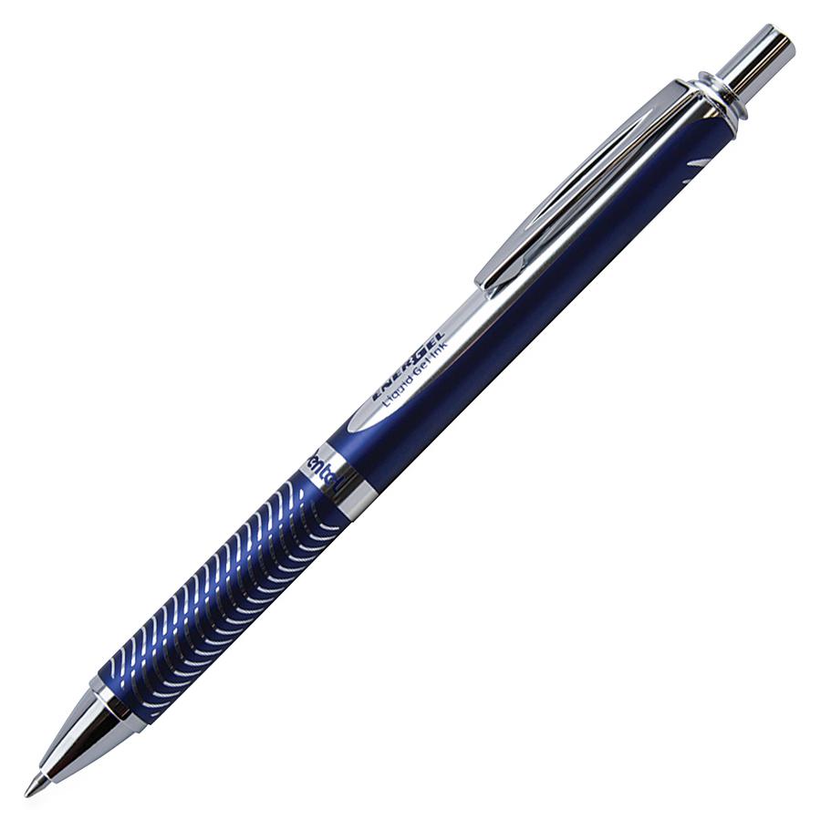 EnerGel EnerGel Alloy Retractable Gel Pen - Medium Pen Point - 0.7 mm Pen Point Size - Refillable - Retractable - Black Gel-based Ink - Blue Metal Barrel - Stainless Steel Tip - 1 Each. Picture 3