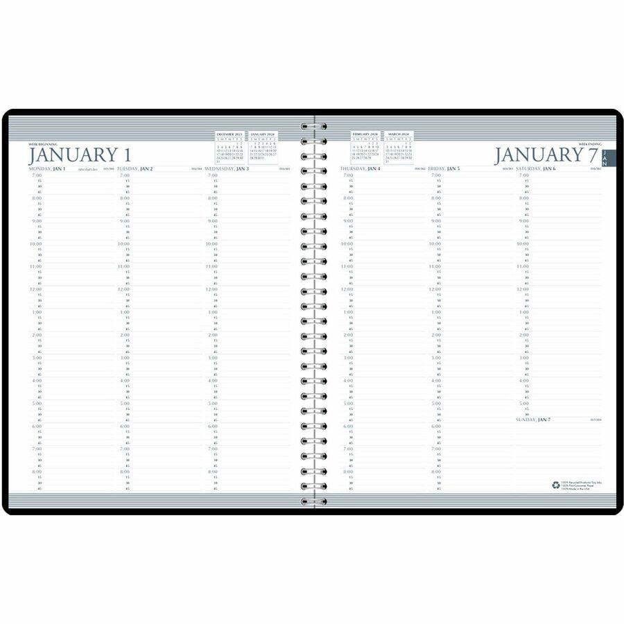 House of Doolittle House of Doolittle Professional 2-year Weekly Planner - Professional - Weekly - 24 Month - January 2024 - December 2024 - 7:00 AM to 8:45 PM - Half-hourly - 1 Week Double Page Layou. Picture 2