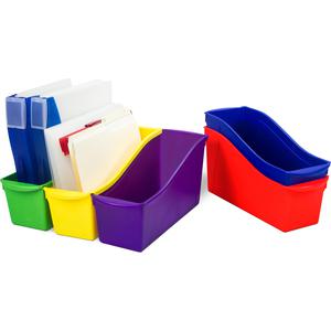 Storex Book Bin Set - 1 Compartment(s) - 12.6" Height x 5.3" Width x 14.3" Depth - 50% Recycled - Plastic - 5 / Set. Picture 9