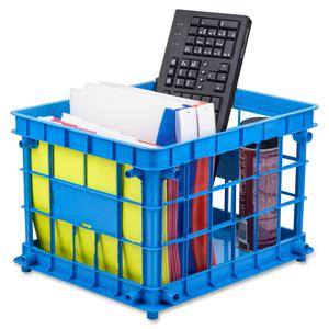 Storex Storage Crate - External Dimensions: 14.3" Width x 17.3" Depth x 11.2" Height - Stackable - Assorted - For File, Classroom Supplies - Recycled - 3 / Set. Picture 3