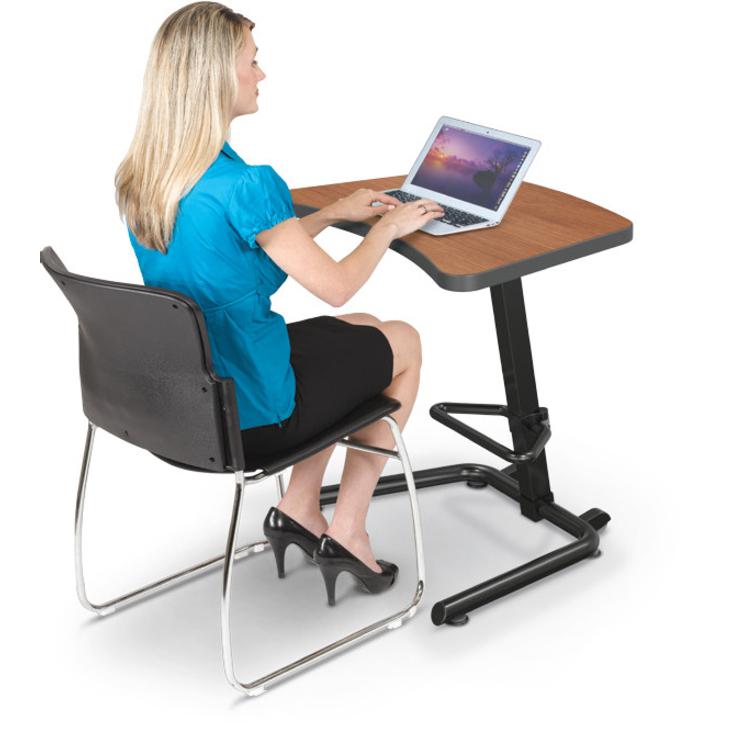 MooreCo Up-Rite Student Height Adjustable Sit/Stand Desk - High Pressure Laminate (HPL) Rectangle Top - Black U-shaped Base - 26.60" Table Top Width x 20" Table Top Depth x 1.13" Table Top Thickness -. Picture 2