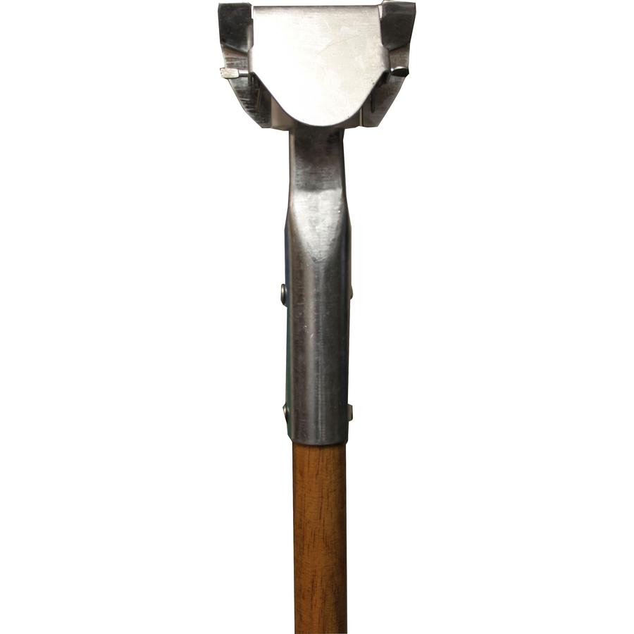 Genuine Joe Dust Mop Snap-on Wood Handle - 60" Length - 1.50" Diameter - Natural, Silver - Wood - 6 / Carton. Picture 2