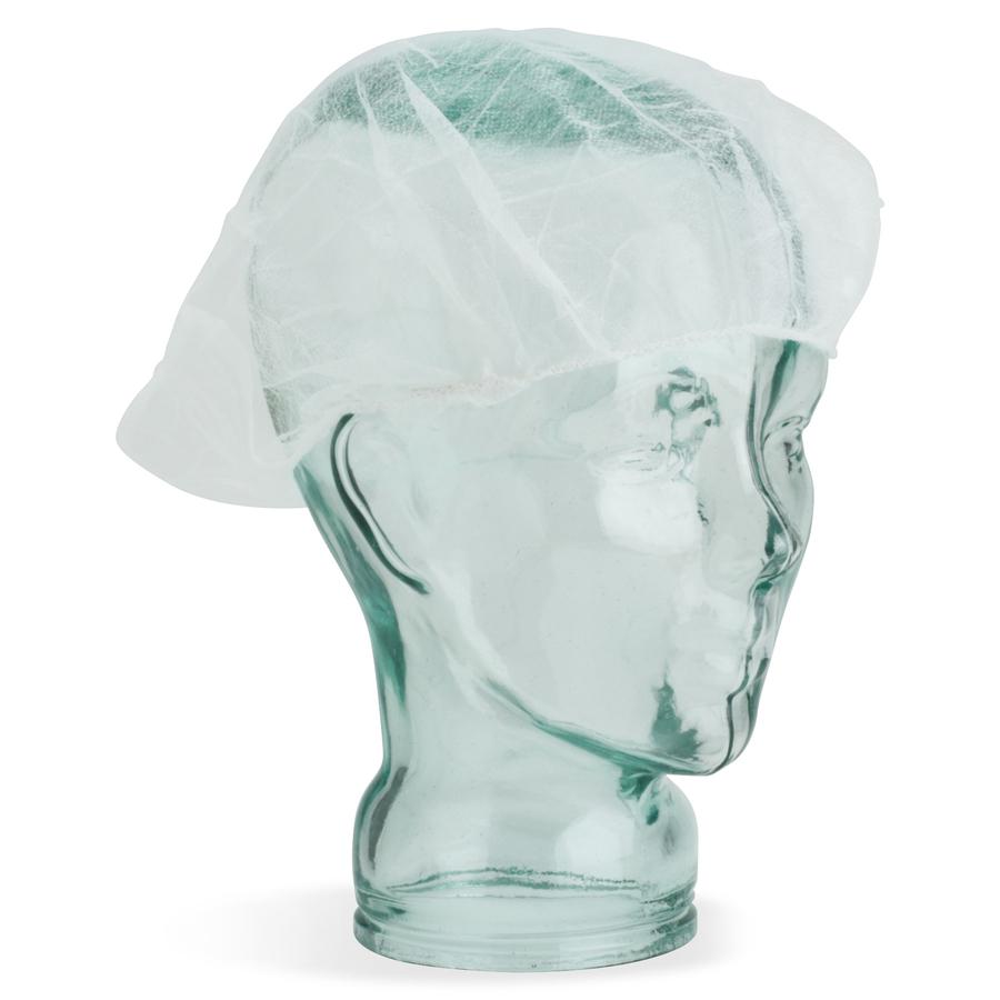 Genuine Joe Nonwoven Bouffant Cap - Recommended for: Hospital, Laboratory - Large Size - 21" Stretched Diameter - Contaminant Protection - Polypropylene - White - Lightweight, Comfortable, Elastic Hea. Picture 2