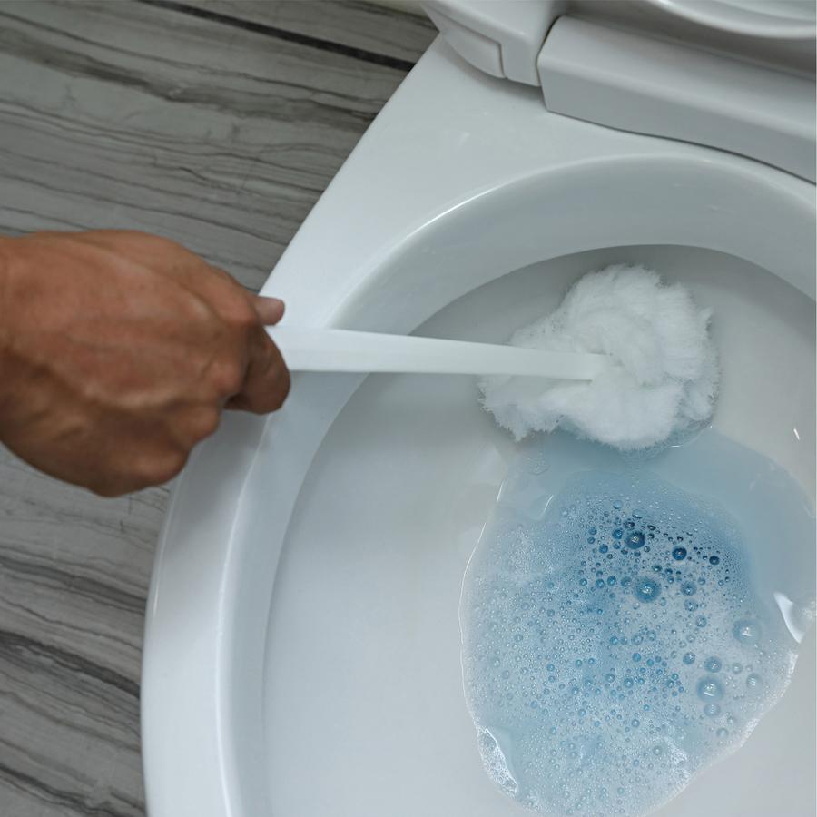 Genuine Joe Toilet Bowl Mop - 4.50" Head - 12" Plastic Handle - Durable, Scrubber Strip, Acid Resistant - 25 / Carton - White. Picture 2