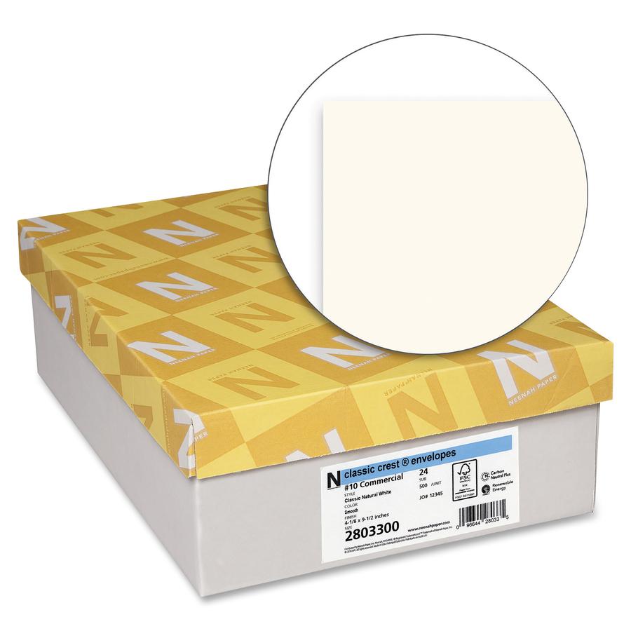 Classic Crest Commercial Flap Envelopes - Commercial - #10 - 4.12" Width x 9.5" Length - 24lb - Flap - Smooth Finish - 500 / Box - Natural White. Picture 3