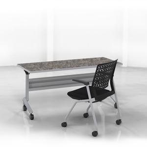 Mayline Thesis - Flex Back, Arms - Black Seat - Black Poly Back - Gray Frame - Four-legged Base - 18.25" Seat Width x 17.50" Seat Depth - 22.3" Width x 21.3" Depth x 33" Height - 2 / Carton. Picture 2