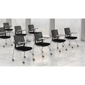 Mayline Thesis - Flex Back, Tablet - Black Fabric Seat - Poly Back - Gray Frame - Four-legged Base - 18.25" Seat Width x 17.50" Seat Depth - 24" Width x 25.3" Depth x 33.3" Height - 2 / Carton. Picture 3
