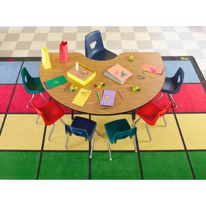Lorell Medium Oak Kidney Shaped Activity Tabletop - High Pressure Laminate (HPL) Kidney-shaped, Medium Oak Top - 72" Table Top Width x 48" Table Top Depth x 1.13" Table Top Thickness. Picture 5