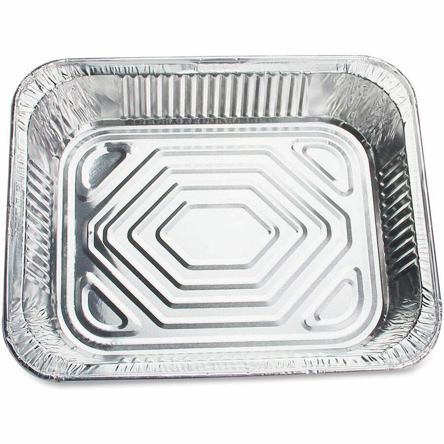 Genuine Joe Half-size Disposable Aluminum Pan - Cooking, Serving - Disposable - 0.5" Diameter - Silver - Aluminum Body - 100 / Carton. Picture 2