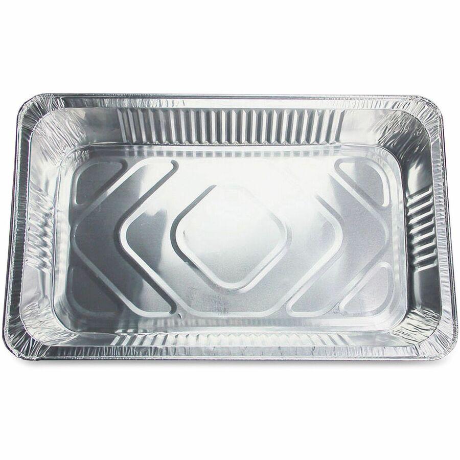 Genuine Joe Full-size Disposable Aluminum Pan - Cooking, Serving - Disposable - Silver - Aluminum Body - 50 / Carton. Picture 2