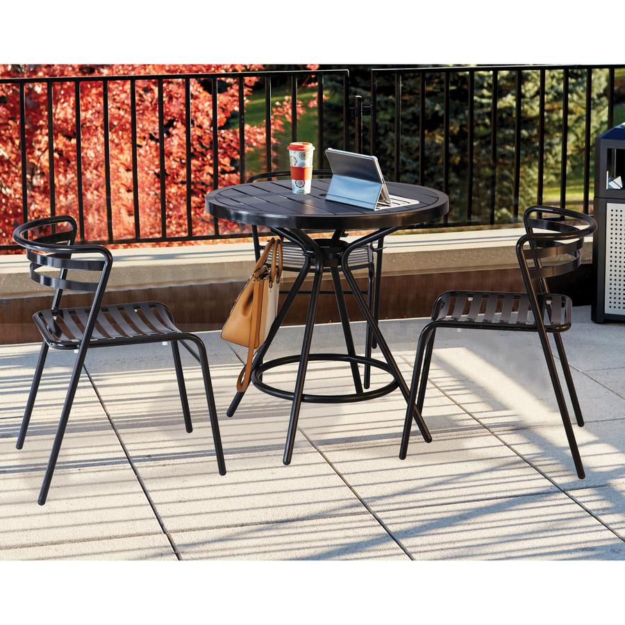 Safco Multipurpose Stacking Metal Chairs - Slate Seat - Slate Back - Black Tubular Steel Frame - Low Back - Four-legged Base - Metal - 2 / Carton. Picture 3