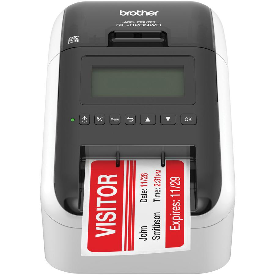 Brother QL-820NWB Label Printer - Direct Thermal - Monochrome - Brother QL-820NWB Label Printer - Direct Thermal - Monochrome prints amazing Black/Red labels using DK-2251. Easy to read Backlit Monoch. Picture 2