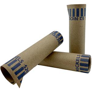 PAP-R Tubular Coin Wrap - 5¢ Denomination - Durable, Burst Resistant, Crimped, Pre-formed - 57 lb Basis Weight - Paper - Blue - 1000 / Box. Picture 4