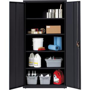Lorell Fortress Series Storage Cabinet - 36" x 24" x 72" - 5 x Shelf(ves) - Hinged Door(s) - Sturdy, Recessed Locking Handle, Removable Lock, Durable, Storage Space - Black - Powder Coated - Steel - R. Picture 5