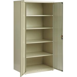 Lorell Fortress Series Storage Cabinet - 24" x 36" x 72" - 5 x Shelf(ves) - Hinged Door(s) - Sturdy, Recessed Locking Handle, Removable Lock, Durable, Storage Space - Putty - Powder Coated - Steel - R. Picture 3