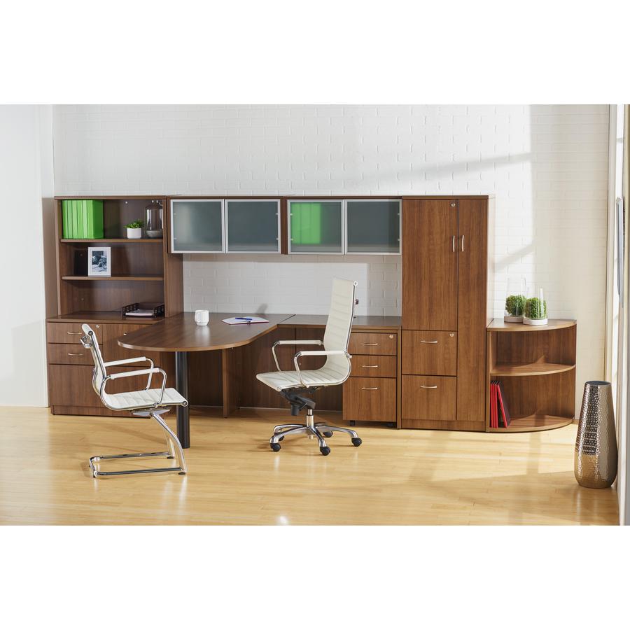 Lorell Walnut Laminate Office Suite Desking - 23.6" Height x 29.5" Width30.7" Length%Floor - Walnut - Laminate, Polyvinyl Chloride (PVC) - 1 Each. Picture 2