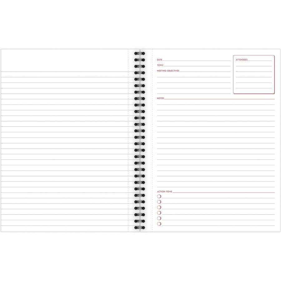 Mead Limited Meeting Notebook - 80 Pages - Wire Bound - Both Side Ruling Surface - Ruled - 7 1/4" x 9 1/2" - Black Cover - Perforated, Dual Sided - Recycled - 1 Each. Picture 2
