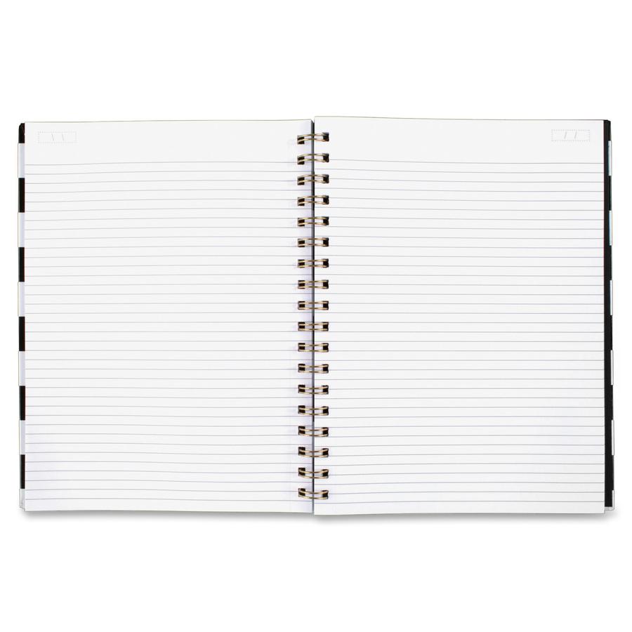 Cambridge Hardcover Wirebound Notebook - Twin Wirebound - Both Side Ruling Surface - Ruled7.3" x 9.5" - Black & White Stripe Cover - Hard Cover, Dual Sided - 1 Each. Picture 3
