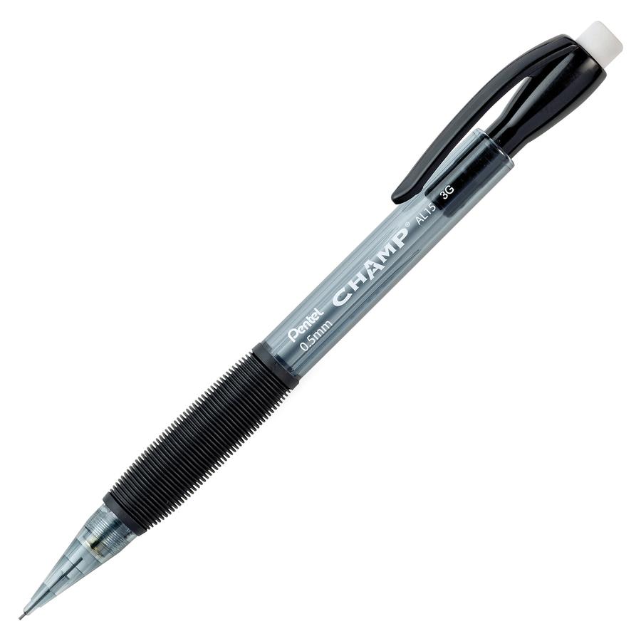 Pentel Champ Mechanical Pencils - HB Lead - 0.5 mm Lead Diameter - Refillable - Black Lead - Black Barrel - 24 / Pack. Picture 4