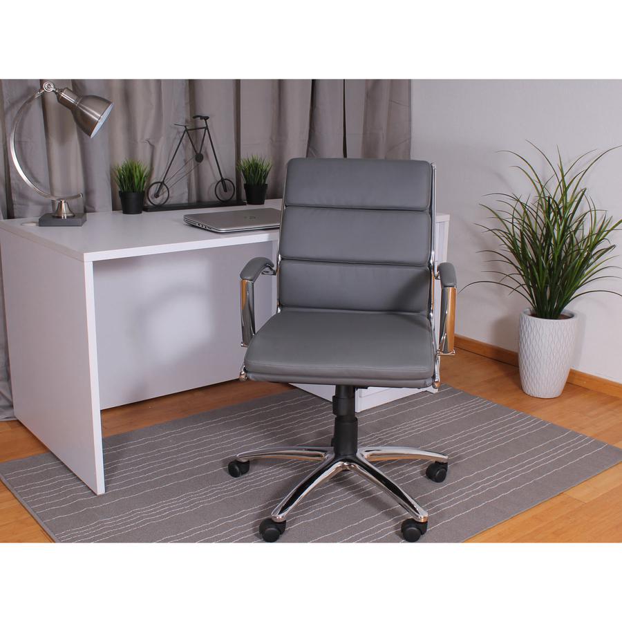 Boss Executive Chair - Gray Vinyl Seat - Gray Back - Chrome, Black Chrome Frame - Mid Back - 5-star Base - 1 Each. Picture 2