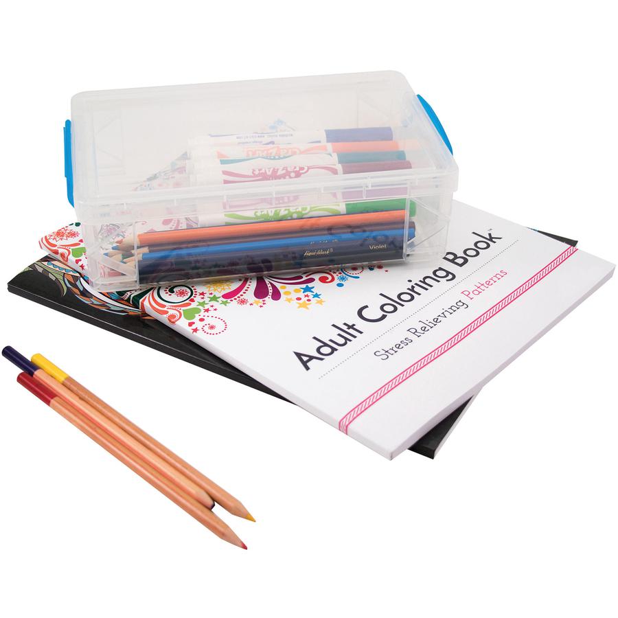 Advantus Clear Large Pencil Box - External Dimensions: 5.5" Width x 9" Depth x 2.6" Height - 152 x Crayon, 100 x Pencil, 50 x Pen, 30 x Marker - Stackable - Plastic - Clear - For Pen/Pencil, Marker, C. Picture 2