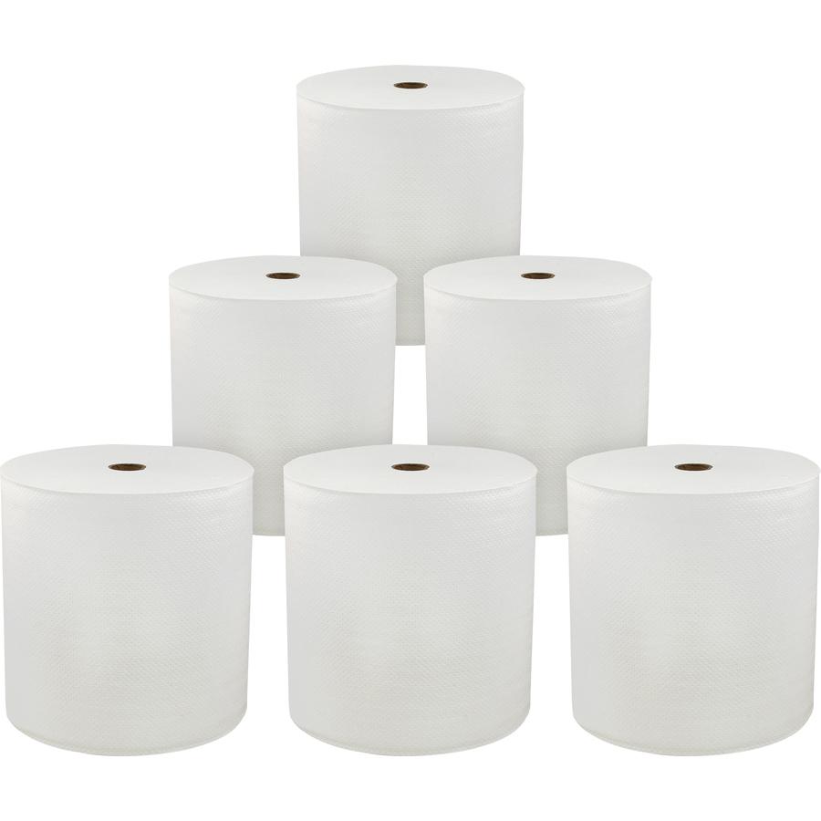 Genuine Joe Solutions Hardwound Paper Towels - 1 Ply - 7" x 850 ft - White - Virgin Fiber - 6 / Carton. Picture 2