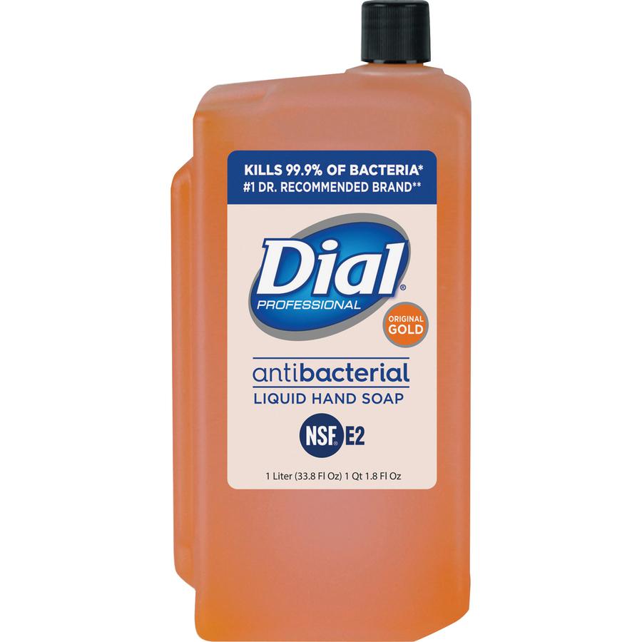 Dial Gold Antibacterial Liquid Hand Soap Refill - 33.8 fl oz (1000 mL) - Kill Germs - Skin, Hand - Orange - 8 / Carton. Picture 2