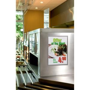 DURABLE&reg; DURAFRAME&reg; Self-Adhesive Magnetic Tabloid Sign Holder - Horizontal or Vertical, 12.25" x 18" Frame Size - Holds 11" x 17" Insert, 2 -Pack, Silver. Picture 2