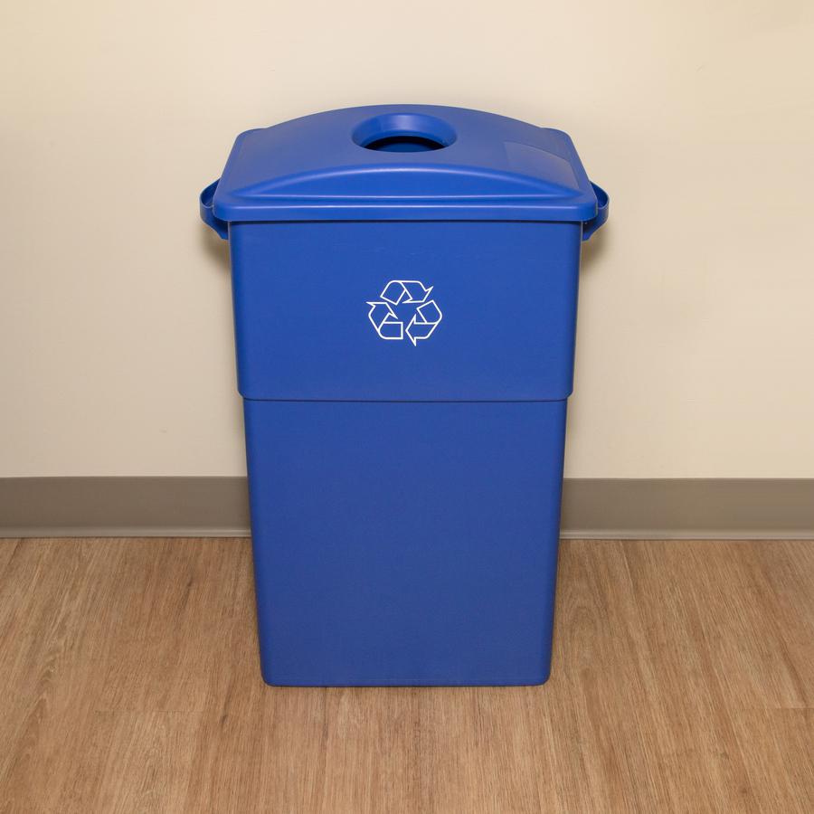 Genuine Joe 23-Gallon Recycling Bin Cutout Lid - Round - 1 Each - Blue. Picture 2