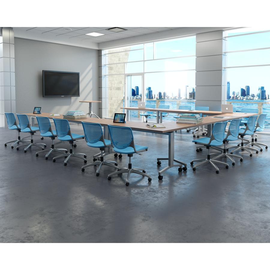 KFI Kool Task Chair with Perforated Back - Sky Blue Polypropylene Seat - Sky Blue Polypropylene Back - Powder Coated Silver Steel Frame - 5-star Base - 1 Each. Picture 3