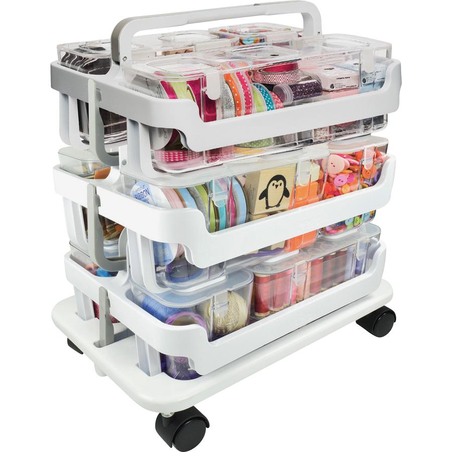 Deflecto Stackable Caddy Organizer Multi-Pack Bundle - 17.3" Height x 16" Width x 11" DepthFloor - White - 1 / Set. Picture 7