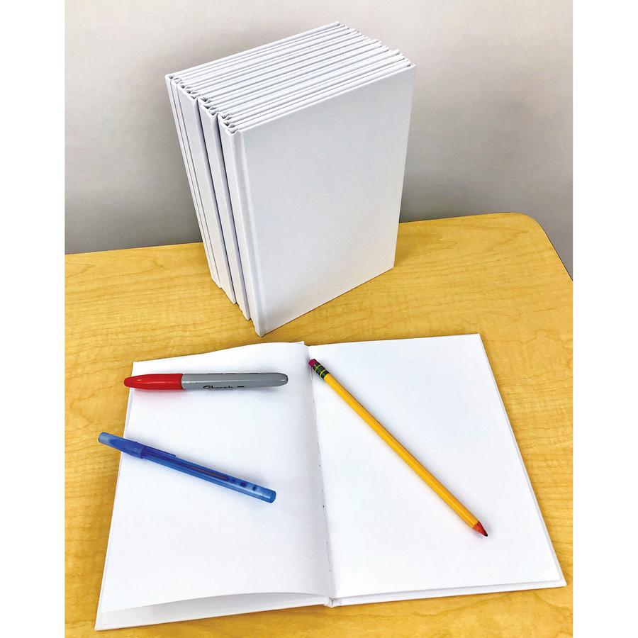 Ashley Hardcover Blank Book - 28 Pages - Plain - 6" x 8" - White Paper - Hard Cover, Durable - 12 / Bundle. Picture 2