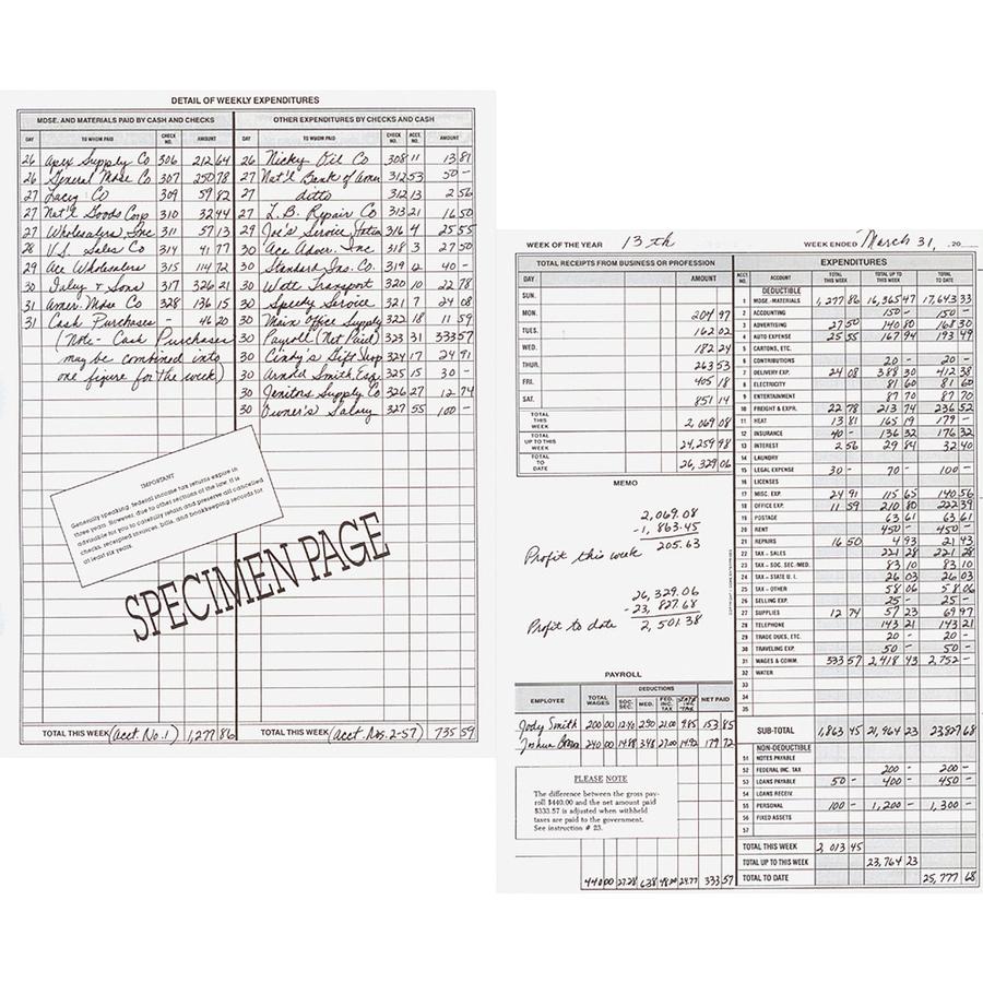 Dome Bookkeeping Record Book - 128 Sheet(s) - Wire Bound - 8.75" x 11.25" Sheet Size - Brown Cover - Recycled - 3 / Bundle. Picture 2