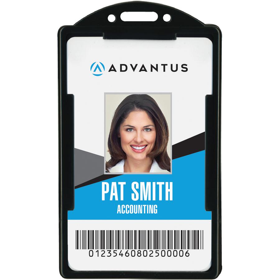 Advantus ID Card Holder - Support 2.13" x 3.38" Media - Vertical - 25 / Pack - Black. Picture 2