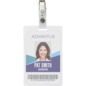 Advantus Strap Clip Self-laminating Badge Holders - Support 2.25" x 3.50" Media - Vertical - 4.3" x 2.6" x - 25 / Pack - Clear. Picture 5