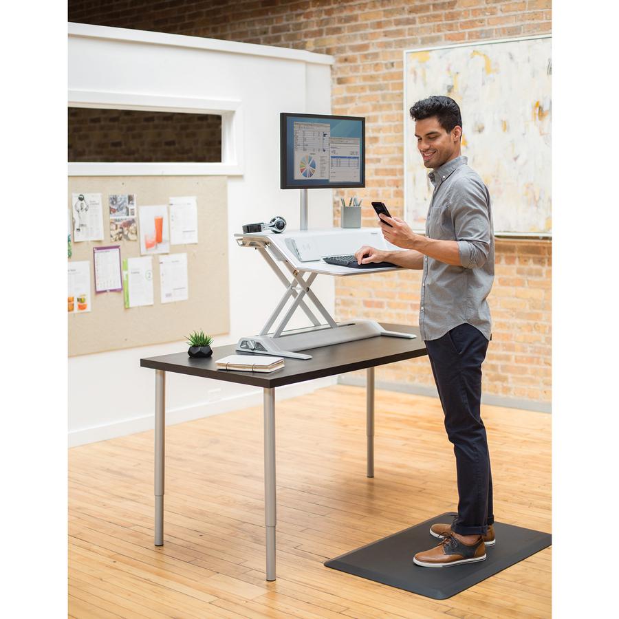 Fellowes Lotus&trade; DX Sit-Stand Workstation - White - 35 lb Load Capacity - 5.5" Height x 32.8" Width x 24.3" Depth - White. Picture 8