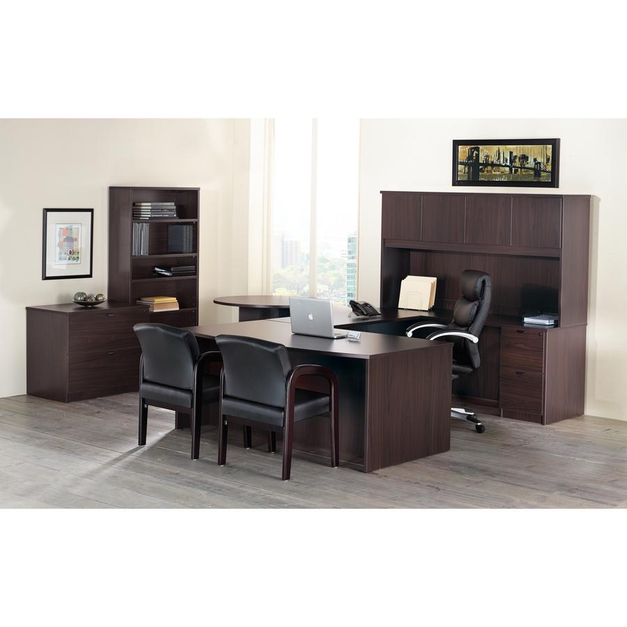 Lorell Prominence 2.0 Double-Pedestal Credenza - 66" x 24"29" , 1" Top - 2 x File Drawer(s) - Double Pedestal on Left/Right Side - Band Edge - Material: Particleboard - Finish: Thermofused Melamine (T. Picture 5
