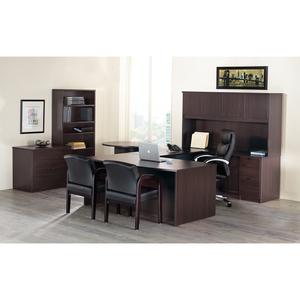 Lorell Prominence 2.0 Left-Pedestal Desk - 1" Top, 60" x 30"29" - 3 x File, Box Drawer(s) - Single Pedestal on Left Side - Band Edge - Material: Particleboard - Finish: Espresso Laminate, Thermofused . Picture 3