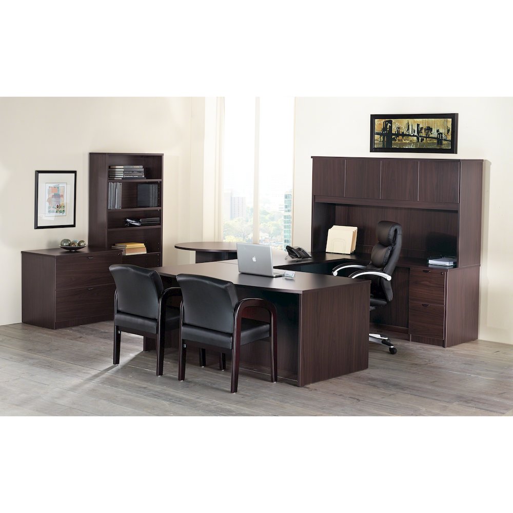Lorell Prominence 2.0 Left-Pedestal Desk - 1" Top, 72" x 36"29" - 3 x File, Box Drawer(s) - Single Pedestal on Left Side - Band Edge - Material: Particleboard - Finish: Espresso Laminate, Thermofused . Picture 2