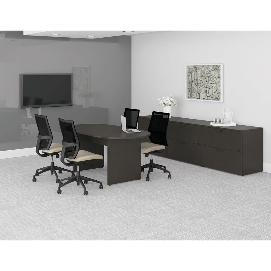Lorell Prominence Racetrack Conference Table - 72" x 36"29" Table, 1" Top, 0.1" Edge - Material: Particleboard, Thermofused Melamine (TFM) - Finish: Espresso. Picture 2