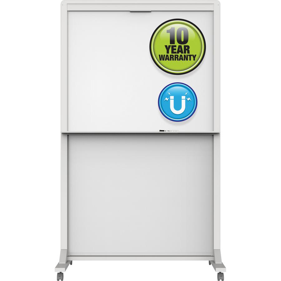 Quartet Motion Dual-Track Mobile Magnetic Dry-Erase Easel - 40" (3.3 ft) Width x 68" (5.7 ft) Height - White Painted Steel Surface - White Aluminum, Aluminum Frame - Rectangle - Horizontal - Magnetic . Picture 2