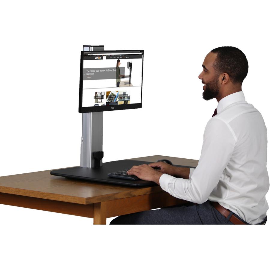 Victor High Rise Electric Single Monitor Standing Desk Workstation - Supports One Monitor of Any Size Up yo 25 lbs - 0" to 20" Height x 28" Width x 23" Depth - One-Touch Electric, Standing Desk, Sit-S. Picture 3