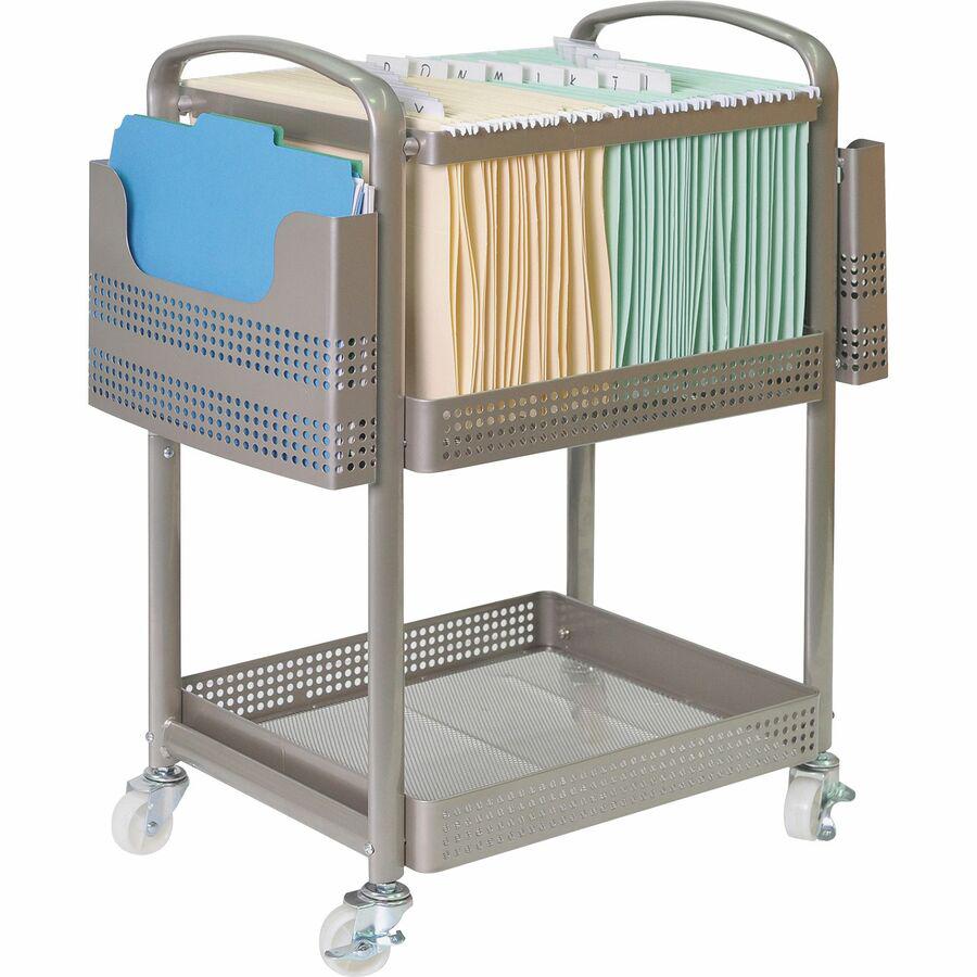 Lorell Mobile File Cart - 12.5" Length x 22.4" Width x 25.3" Height - Metal Frame - Champagne Gold - 1 Each. Picture 2