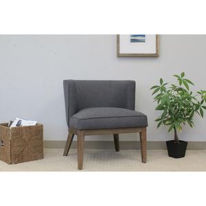 Lorell Linen Fabric Accent Chair - Walnut Wood Frame - Four-legged Base - Gray - Linen - 1 Each. Picture 2