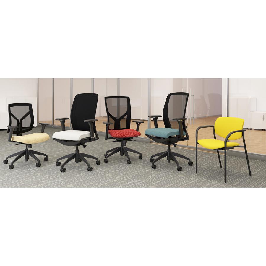 Lorell Executive Mesh Back/Fabric Seat Task Chair - Black Fabric Seat - High Back - Armrest - 1 Each. Picture 2